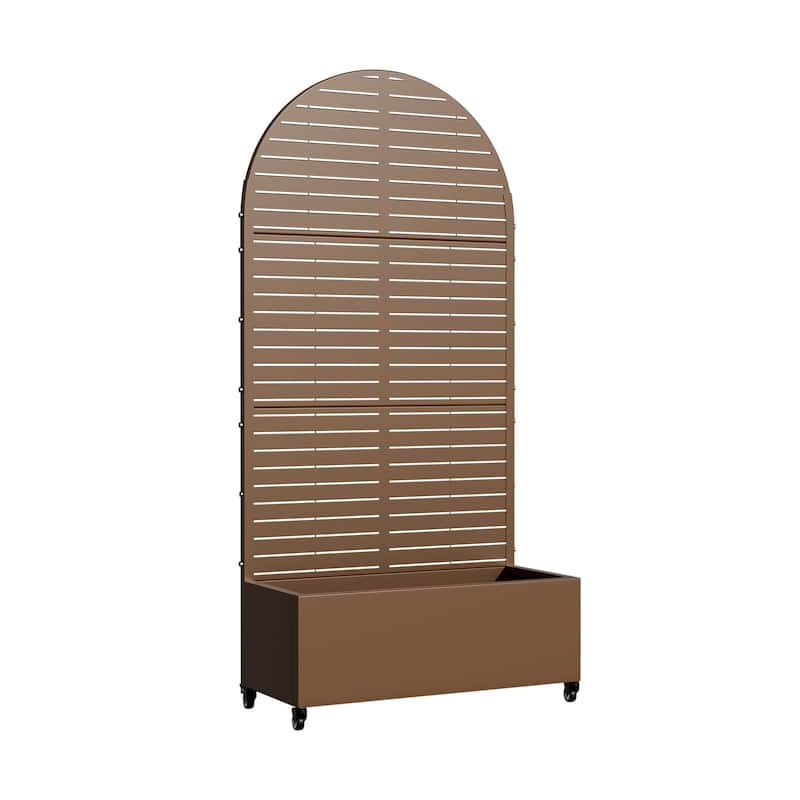 Metal Movable Planter Box with Trellis Privacy Screen Planter Box with Lockable Wheels