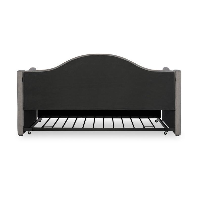 Linon Seraphina Grey Upholstered Daybed with Trundle