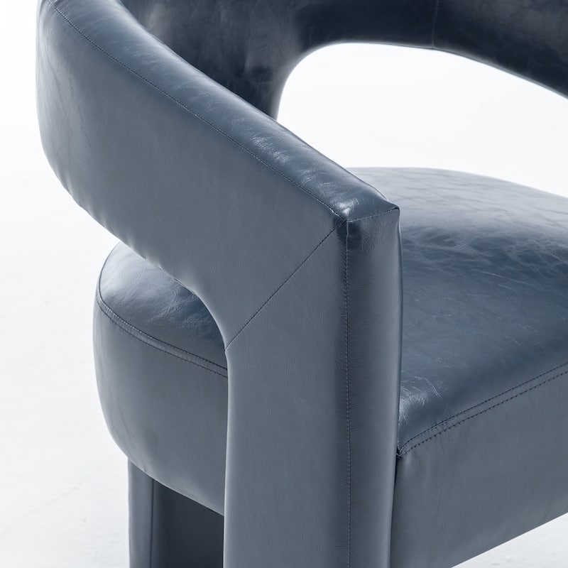 SEYNAR Modern Glam PU Leather Upholstered Dining Chair, Open-Back Accent Chair