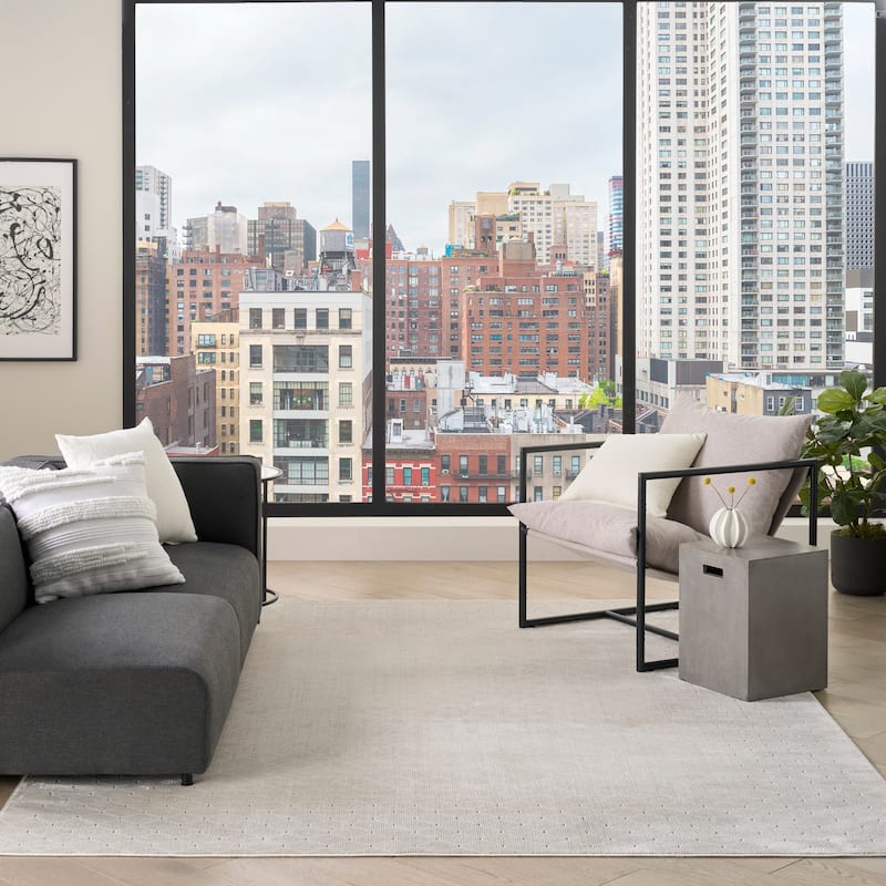 DKNY Grand Street Indoor only Cream / Ivory Geometric Area Rug