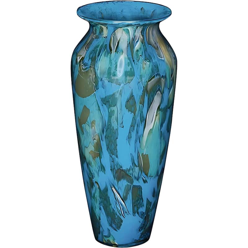 Aria Home Teal and Olive Handblown Glass Bowl and Vase Decor Set of 3