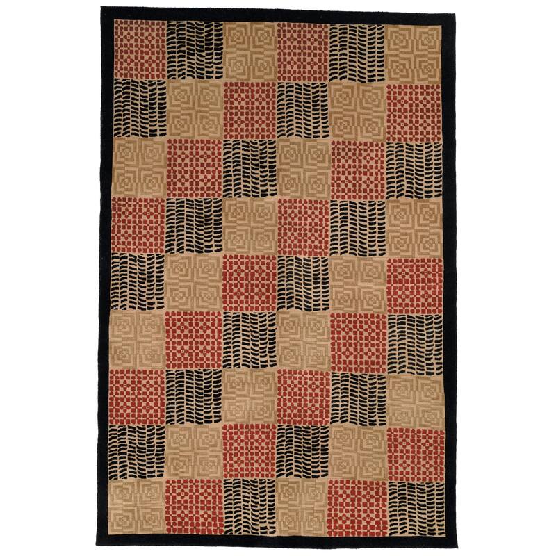 SAFAVIEH Couture Hand-knotted Tibetan Mimma Modern Wool Rug - 5' x 7'6" - Black/Rust