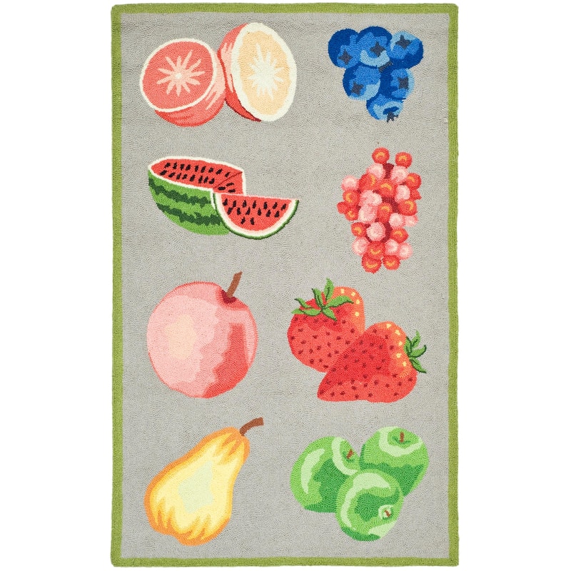 SAFAVIEH Handmade Chelsea Sefkije French Country Fruit Wool Rug - 2'6" x 4' - Stone