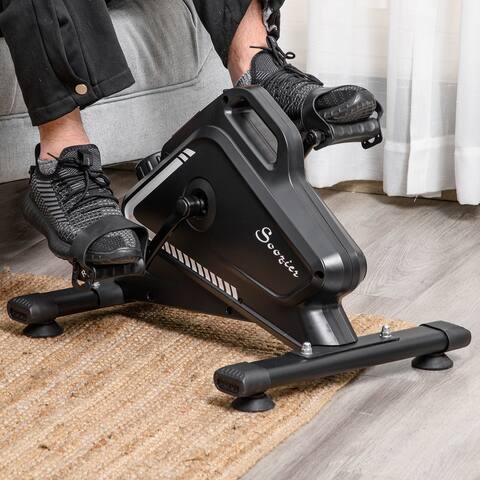 Soozier Mini Under Desk Exercise Bike with 5 Level Adjustable Resistance, Rehabilitation Pedal Exerciser w/ LCD Display