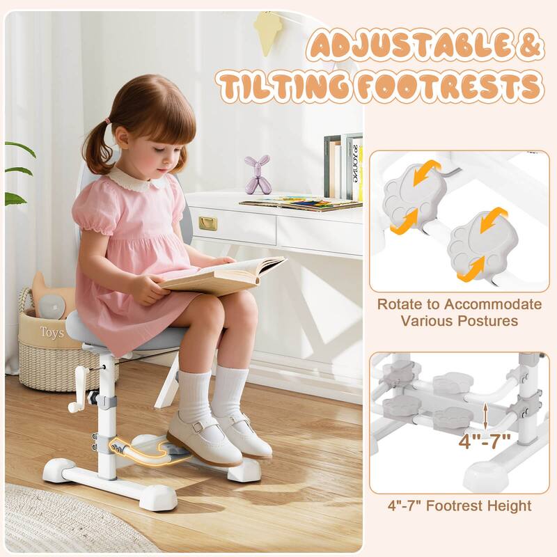 Costway Kids Study Chair with Adjustable Double Backrest, Footrest, - See Details