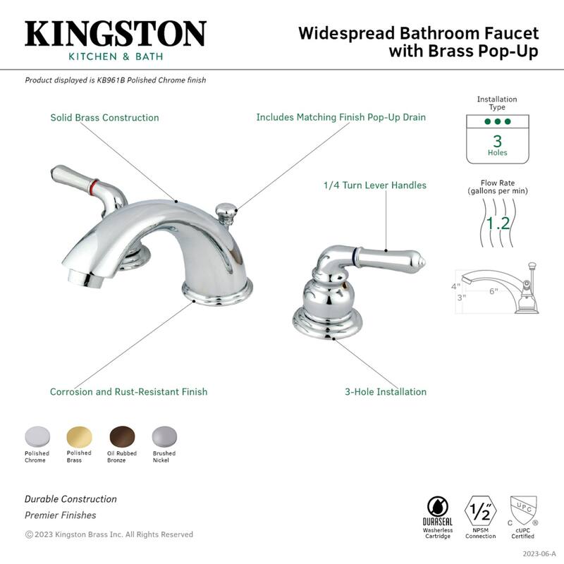 Magellan Deck Mount Widespread Bathroom Faucet with Brass Pop-Up