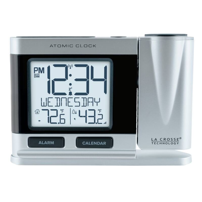 La Crosse Silver Atomic Projection Alarm Clock with Temp, 616-12667