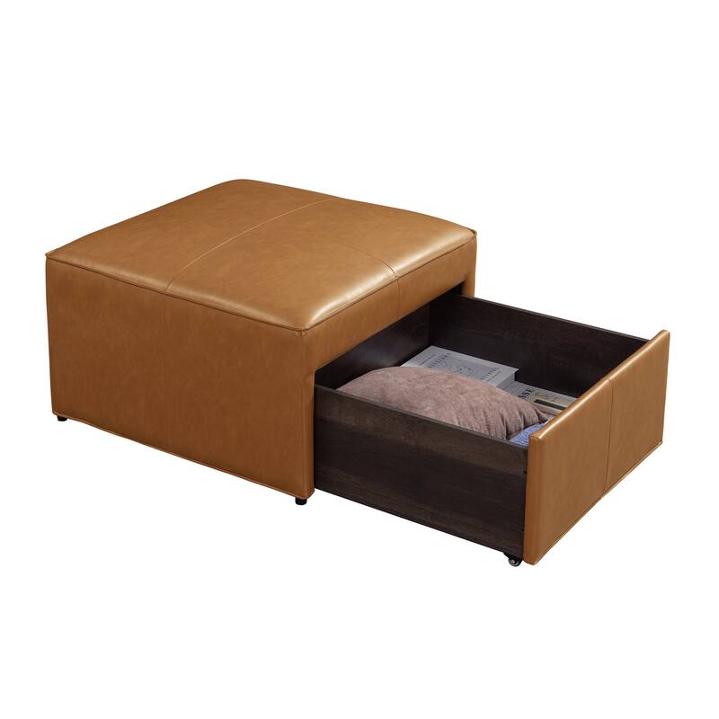 Studio Living Hanson Storage Ottoman in Faux Leather