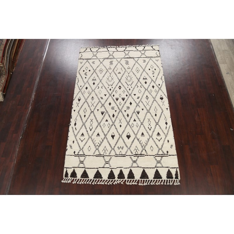 Tribal Vegetable Dye Moroccan Berber Oriental Wool Area Rug Handmade - 5'7" x 9'0"