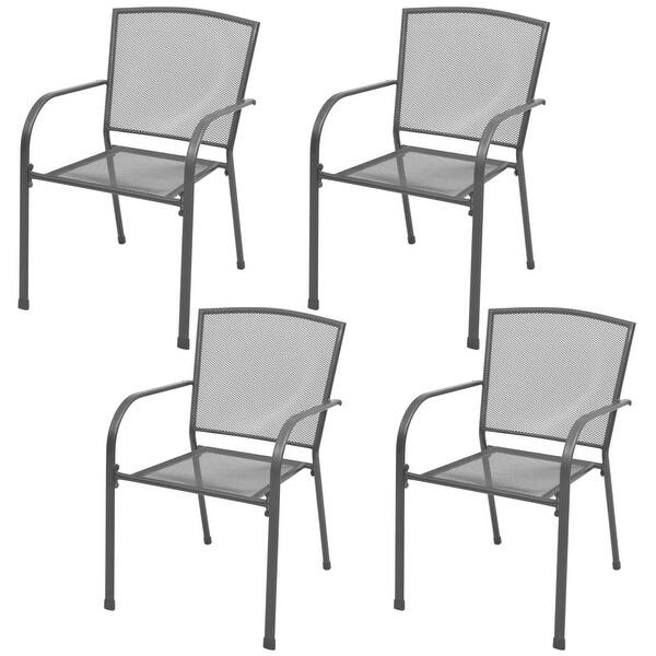 Shop Vidaxl 5 Piece Outdoor Bistro Set Steel Mesh Garden Table Stacking Chair Seat Overstock 27991926