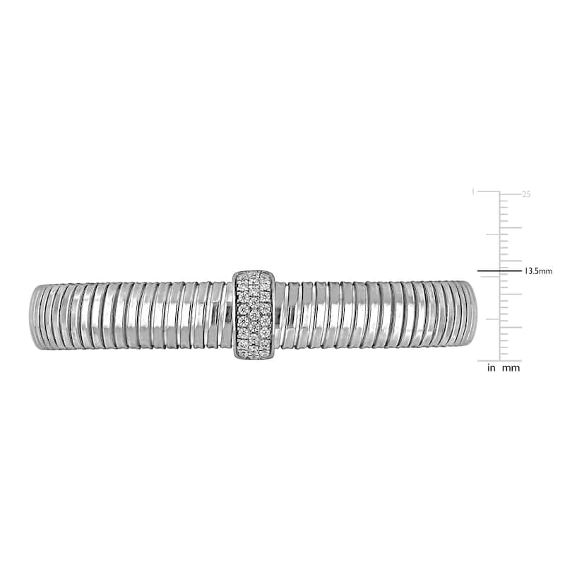 Miadora 1/4ct TGW Cubic Zirconia Open Stretch Omega Bangle in Sterling Silver - White