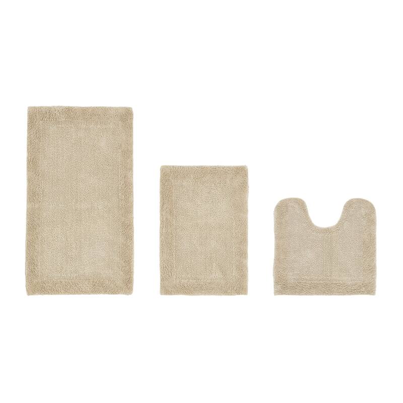 Better Trends Bath Rugs Set 100% Cotton Tufted Soft Water Absorbent Bathroom Rug for Shower, Sink Bath Mats Edge Collection