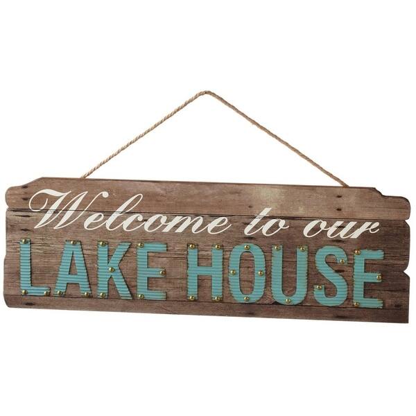 Shop Blue And White Welcome To Our Lake House Wordings Printed