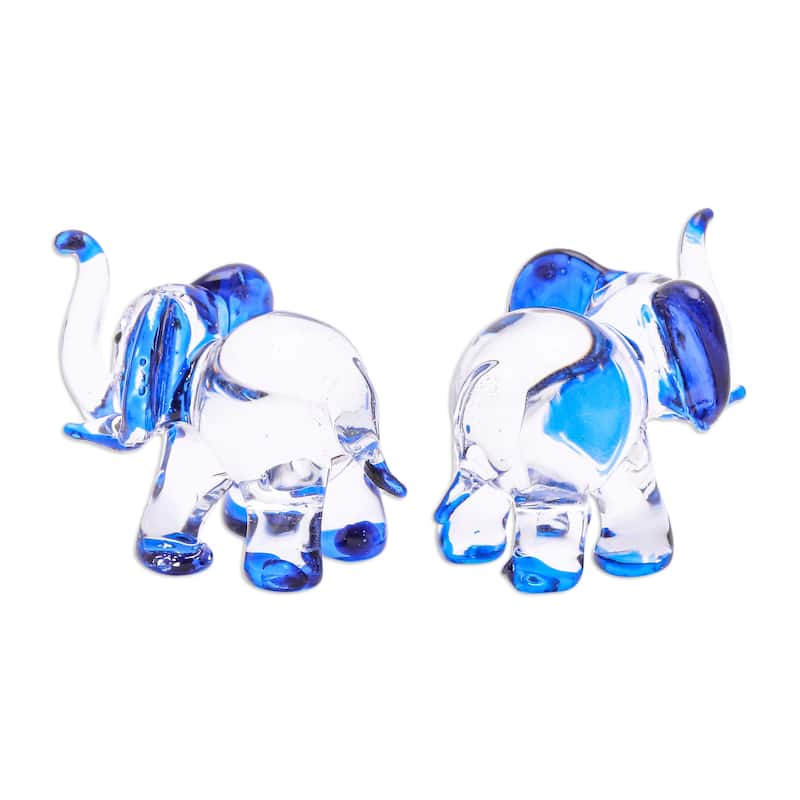 Novica Handmade Intuition Trunks Handblown Glass Figurines (Set Of 2)