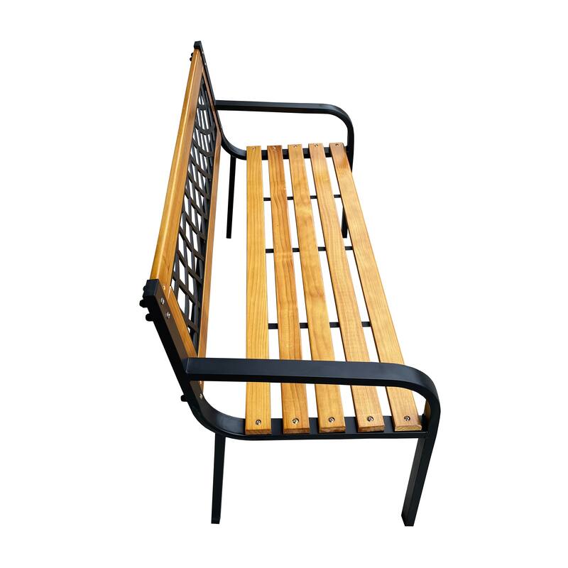 DAVEE FURNITURE Garden Bench of Iron and Hardwood Frame - 28.74" H x 46.46" W x 20.47" D