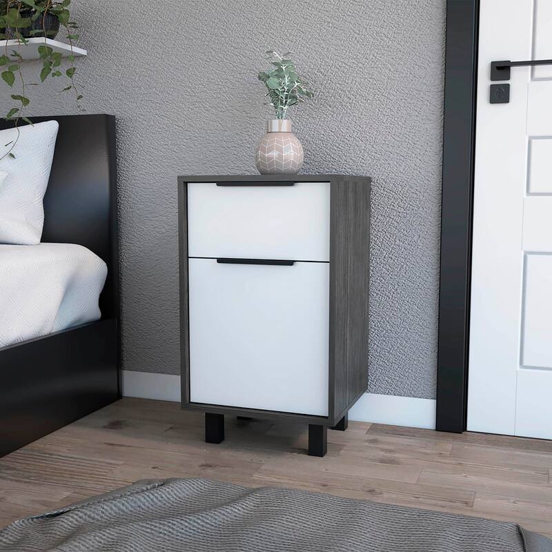 Nightstand with 1 Drawer and Single Door Cabinet