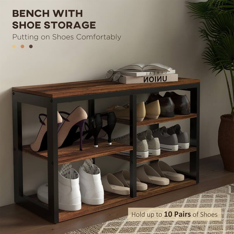 2-in-1 Coat Rack Shoe Bench Set