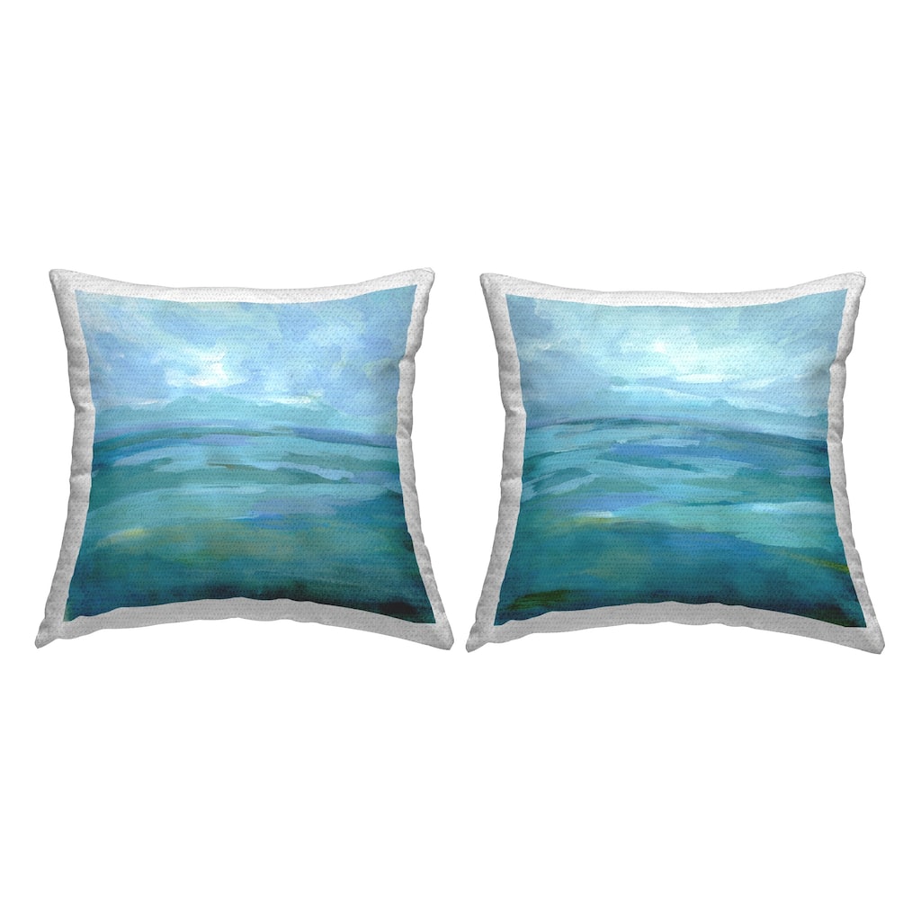 Stupell Blue Abstract Landscape Horizon Printed Outdoor Throw Pillow Design by Victoria Barnes (Set of 2)