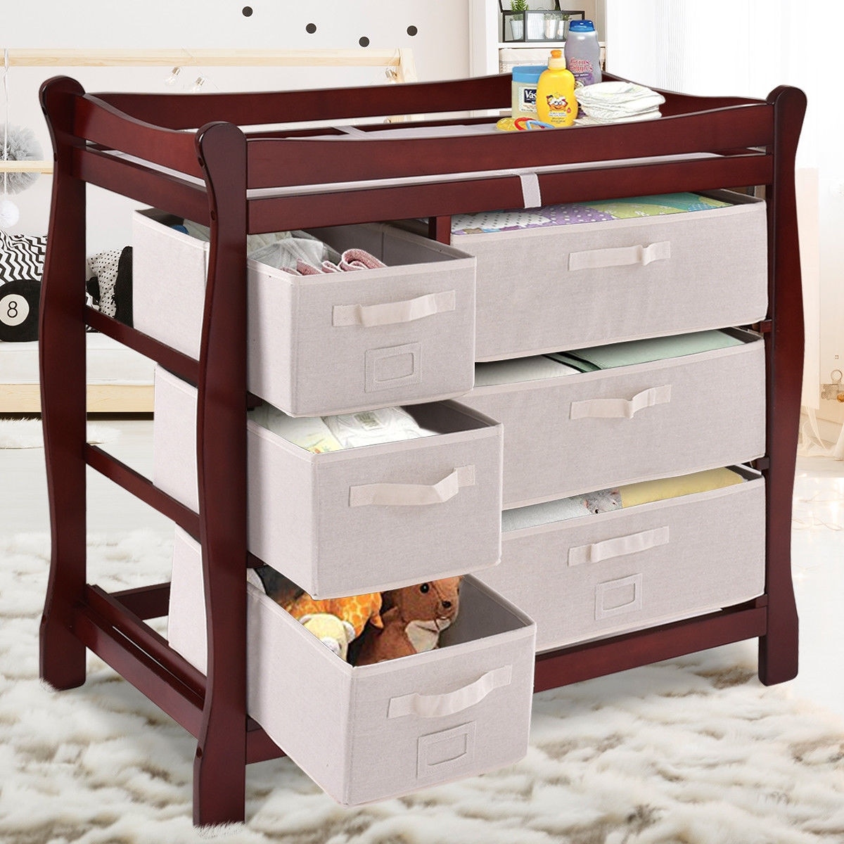 cherry wood baby changing table