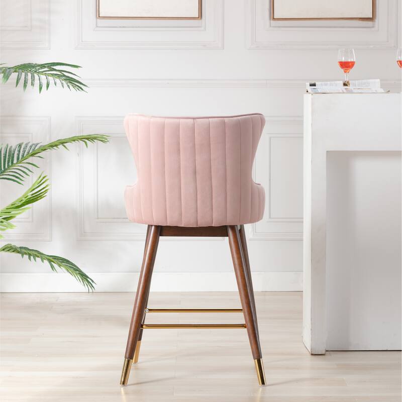 Roundhill Furniture Leland Velvet Upholstered Wingback Counter-height Stools (Set of 2)