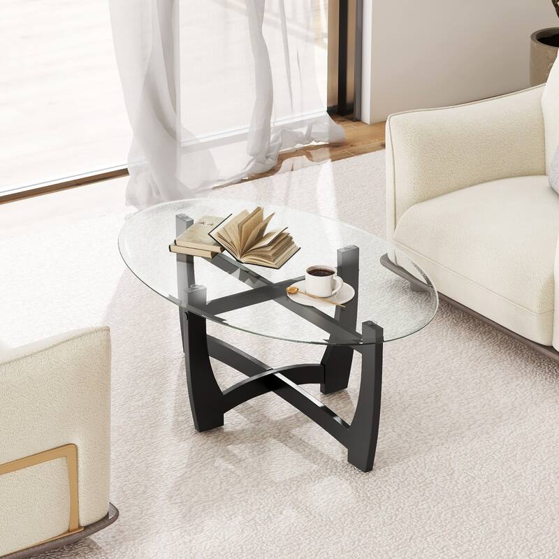 Gymax Coffee Table Modern Accent Tea Table w/ Rubber Wood Bentwood