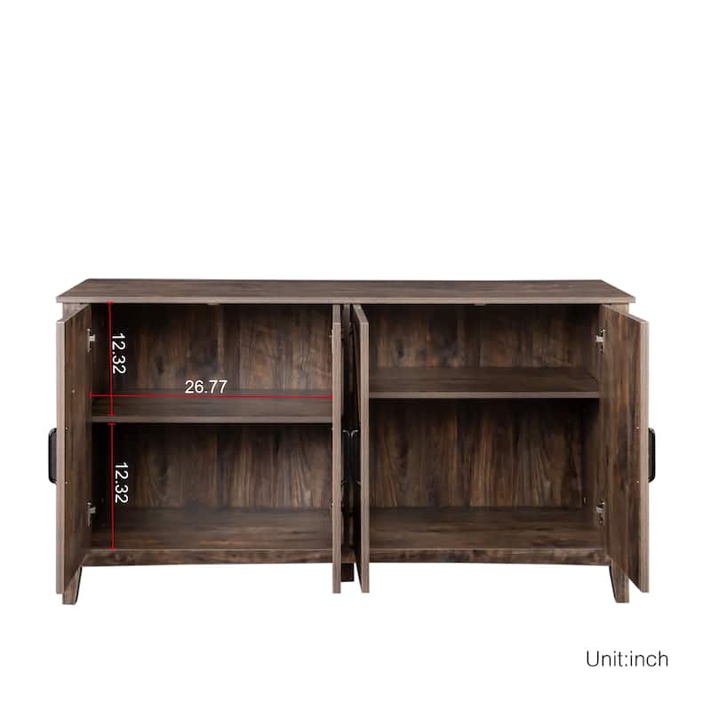 Cabinet with 4 Doors and 4 open shelgves,Freestanding Sideboard Storage Cabinet Entryway Floor Cabinet