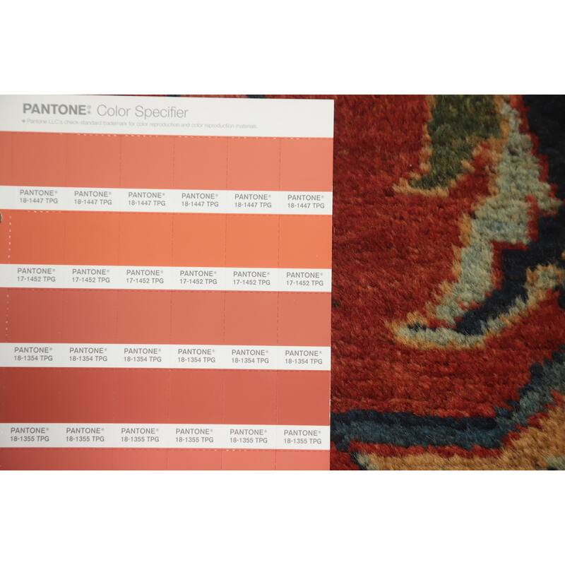 Hand Knotted Oriental 100% Wool Carpet Traditional Floral Oranges & Rust Heriz (serapi) Area Rug - 12' 0'' X 9' 7''