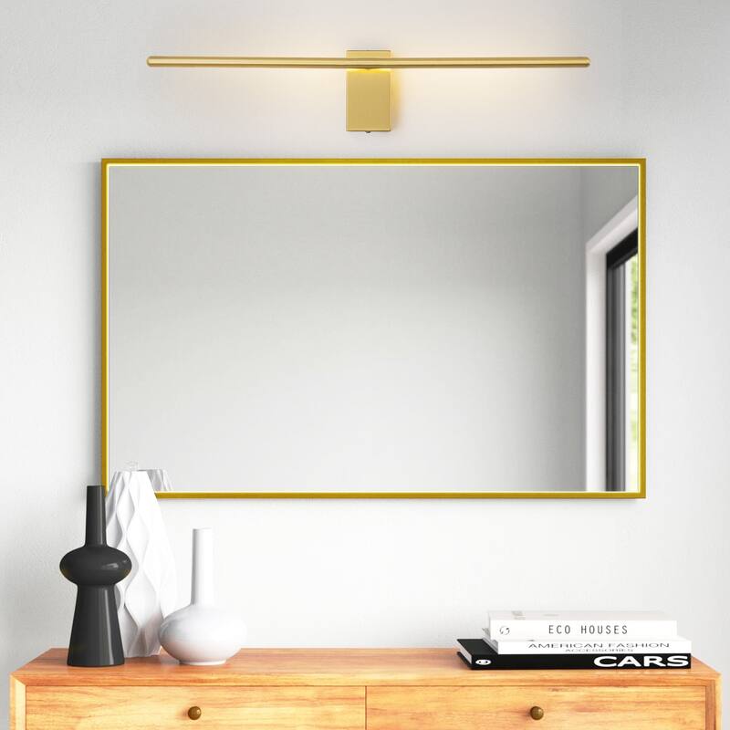 1-Light Modern Gold/Black Linear Bathroom Vanity Light Integrated LED 3000K Rotatable Wall Light