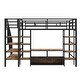 preview thumbnail 19 of 25, Full Size Metal Loft Bed with Staircase, Low Storage Table & Storage Shelves & Full-Length Guard Rail, No Box Spring Needed