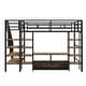 preview thumbnail 6 of 16, Full Size Metal Loft Bed with Staircase, Low Storage Table and Storage Shelves, Black