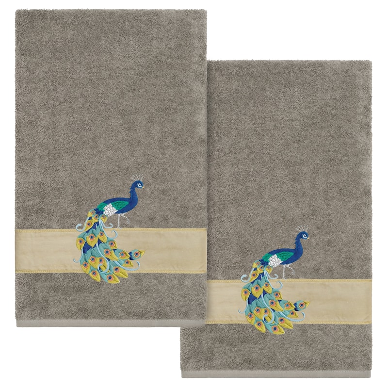 Authentic Hotel and Spa Turkish Cotton Penelope 2PC Bath Towel Set - Dark Gray