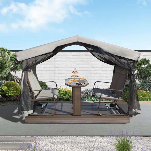 slide 2 of 5, Domi 4-Seat Aluminum Outdoor Glider Swing with Canopy for Patio or Garden