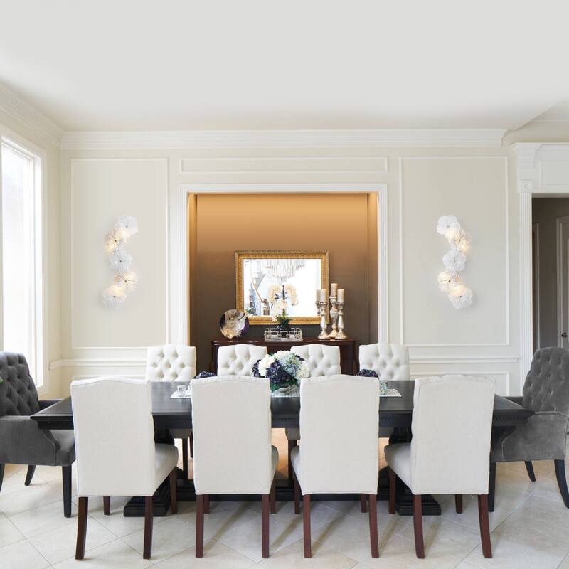 Modern Elegant Clear and Frosted Bubble Glass Flower Petal Wall Sconce