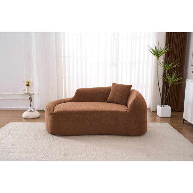 LY-048 Compression Curved Chaise Longue Chair Indoor, Modern Chenille Loveseat Couch