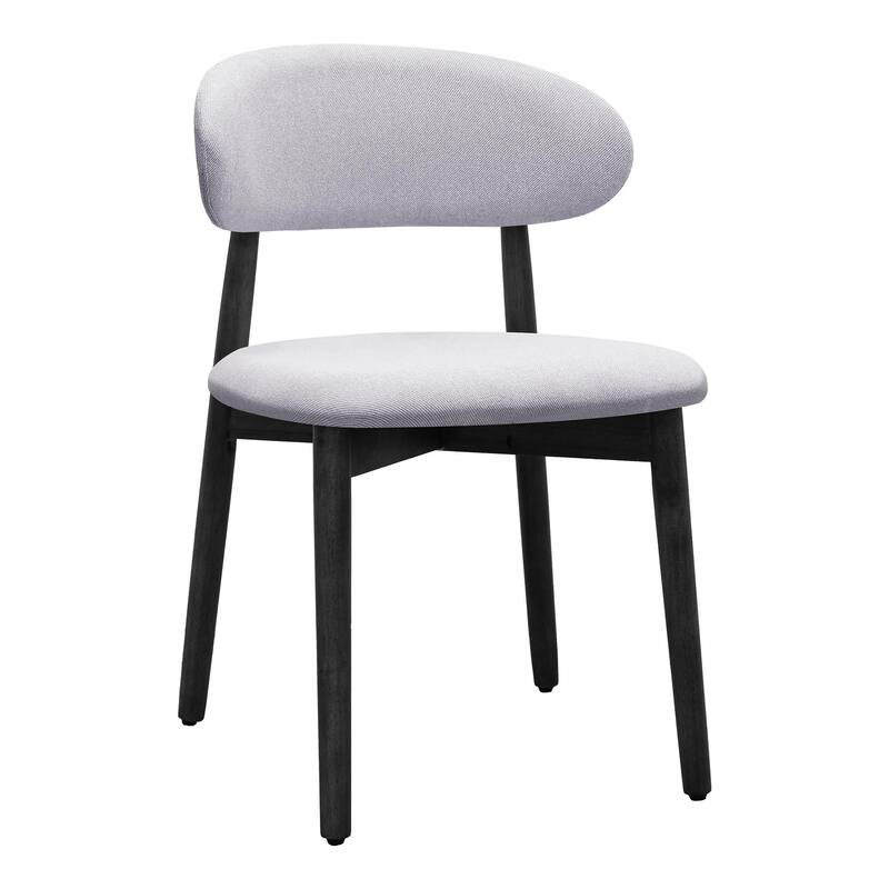 Cotton-Linen Fabric Upholstered Dining Chair with Black Solid Wood Legs, Armless Chair Set of 4 for Kitchen, Living