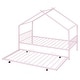 preview thumbnail 7 of 13, Pink Twin Size Metal House Bed with Trundle and Roof