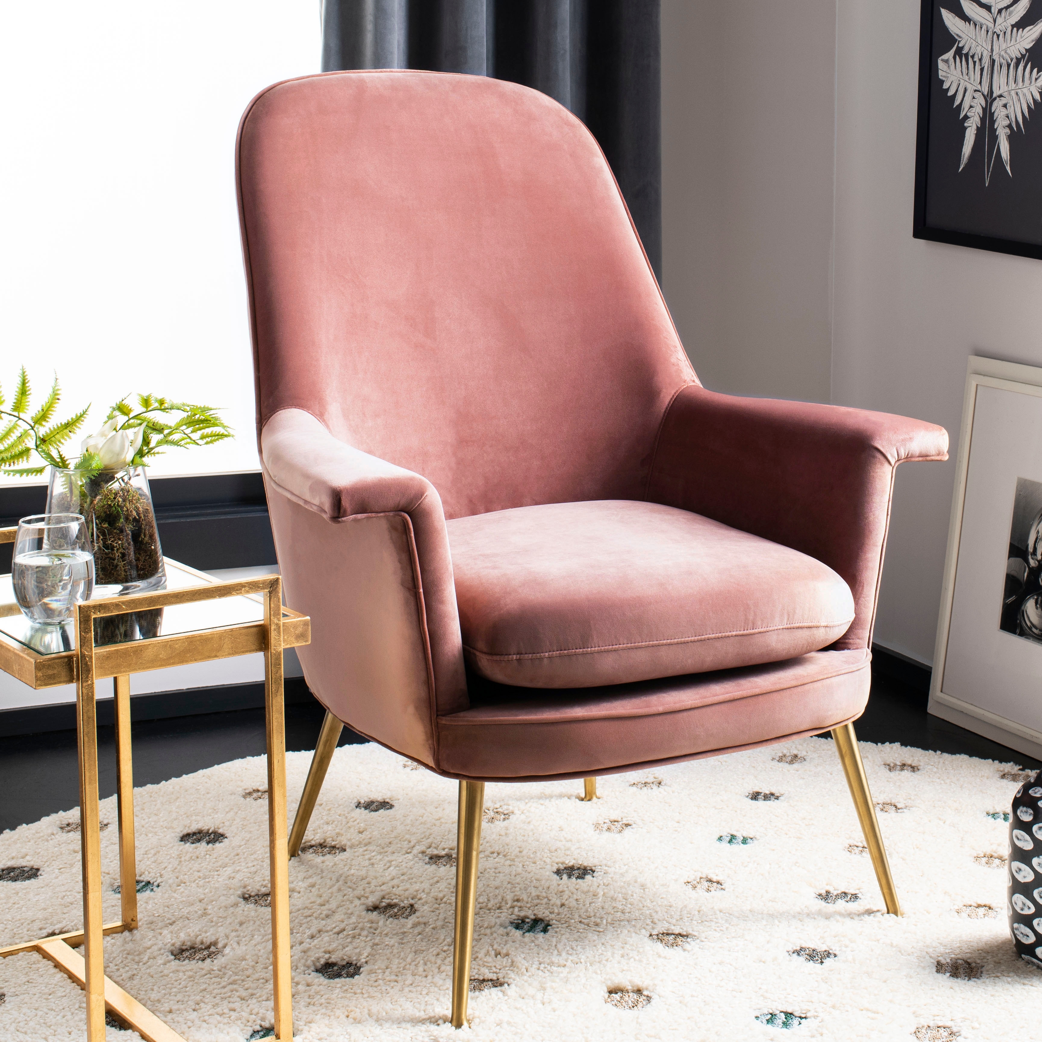 Dusty rose faux fur papasan chair cushion deals