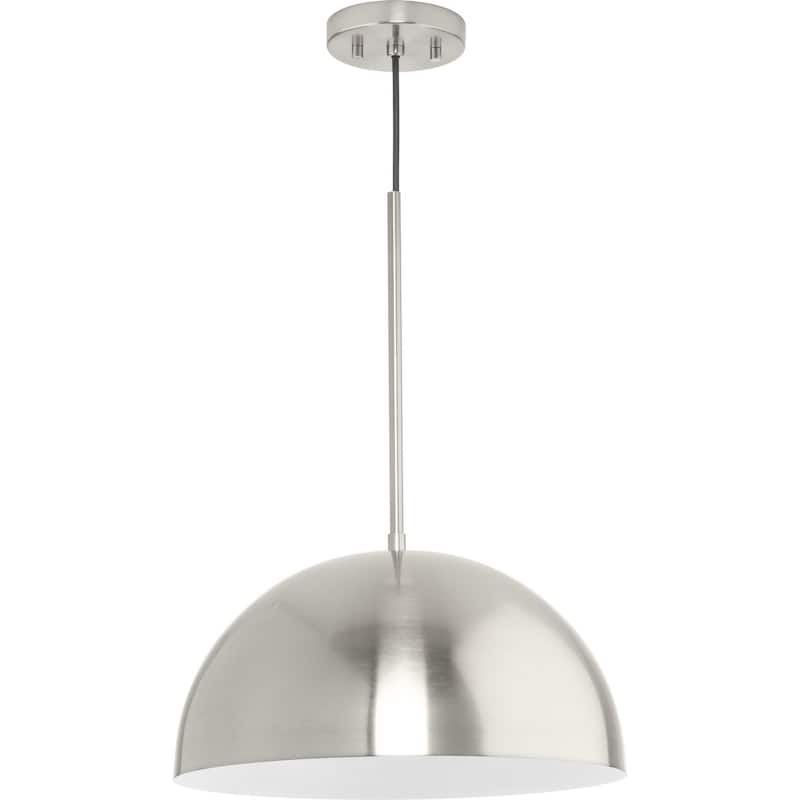 Perimeter Collection One-Light Brushed Nickel Mid-Century Modern Pendant with metal Shade - 15.75 in x 15.75 in x 8.62 in