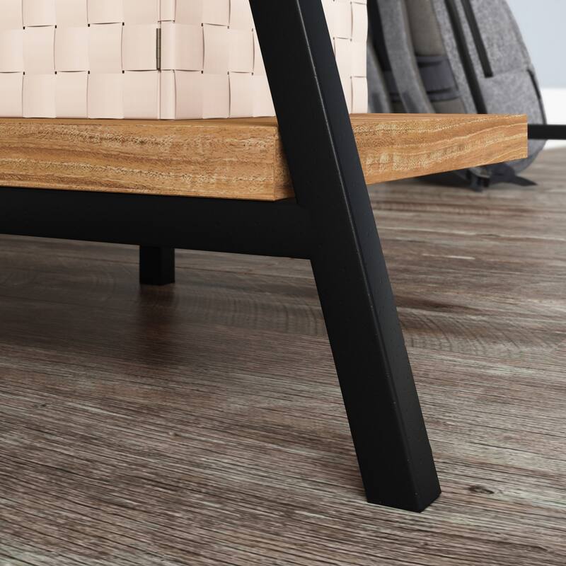 Wood Desk with Hutch and Thick Shelves, Brown