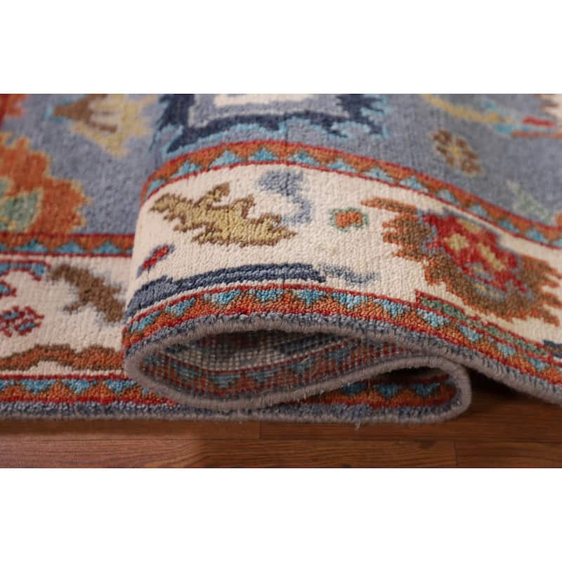 Floral Blue Oushak Oriental Area Rug Handmade Wool Carpet - 4'0" x 5'11"