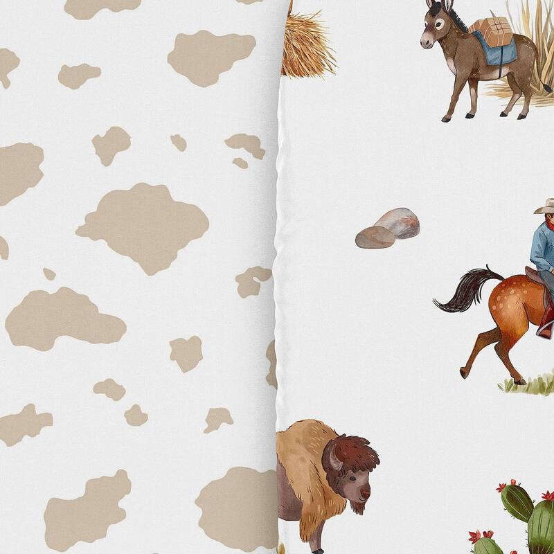 Sweet Jojo Designs Western Cowboy Boy 2 Pack Baby Bassinet Fitted Sheets - Cow Print & Wild West, Southern Charm, Country, Horse