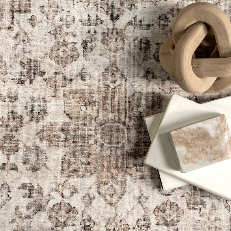 Nuloom Delisa Vintage Stain-Resistant Machine Washable Area Rug
