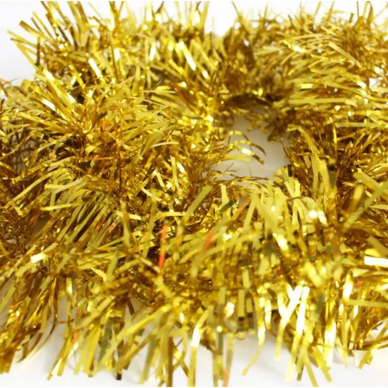 Shiny Tinsel Christmas Garland - 25' X 4" - Two Tone Gold