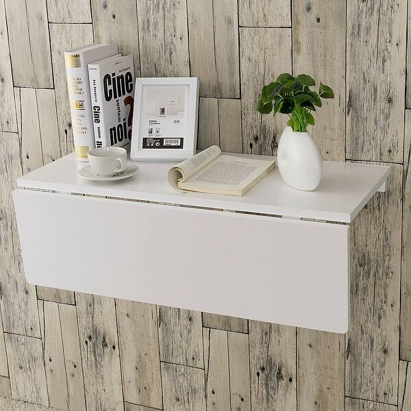 Gymax Wall Mounted Drop Leaf Table Folding Kitchen Dining Gymax Wall Mounted Drop Leaf Table