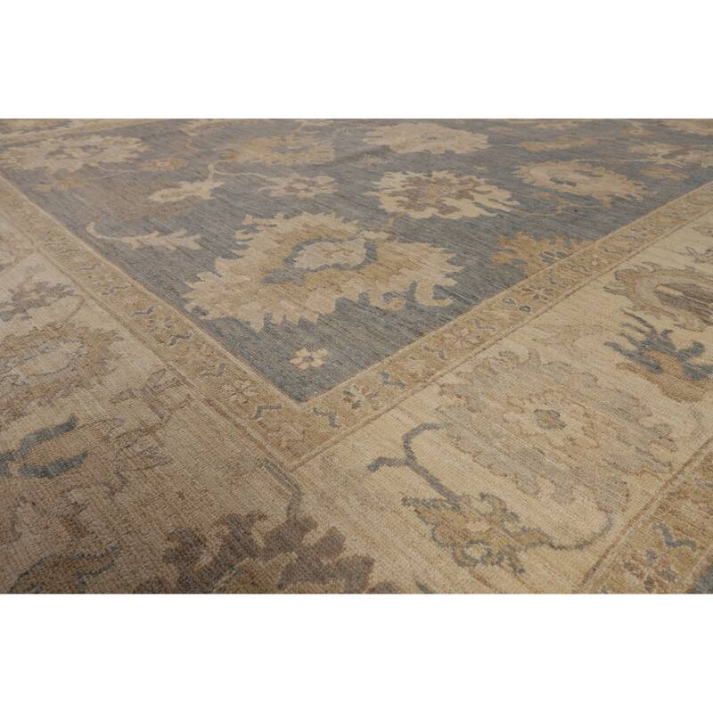 Gray Vegetable Dye Oushak Turkish Area Rug Hand-Knotted Wool Carpet - 8'9"x 11'9"