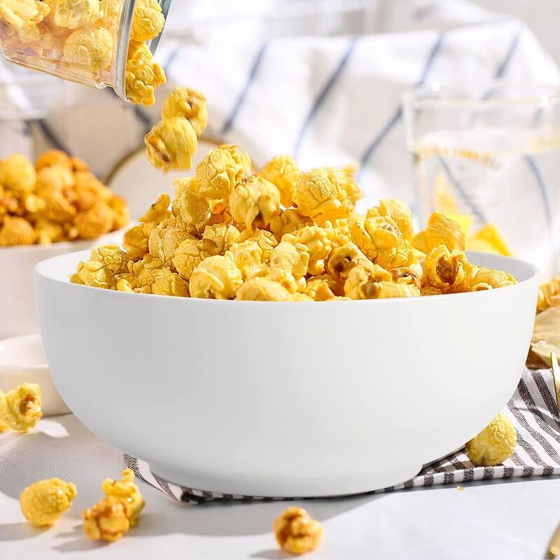 White Bowl Sets for Salad Soup Pasta Popcorn Fruits