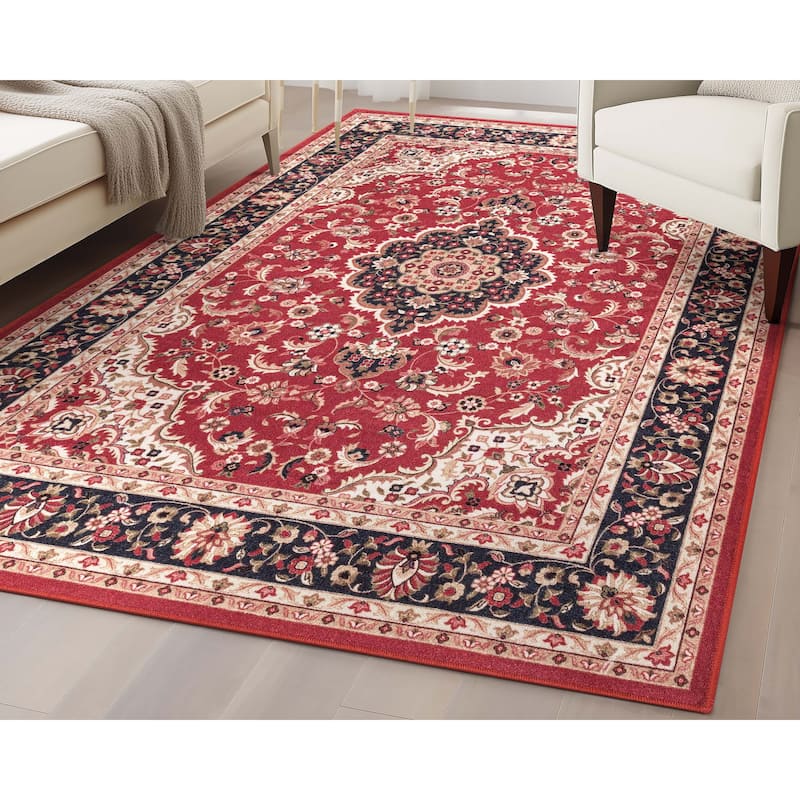 Well Woven Kings Court Gene Traditional Medallion Persian Washable Rug