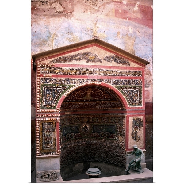 "Roman fountain decorated with mosaics, Pompeii, Italy" Poster Print