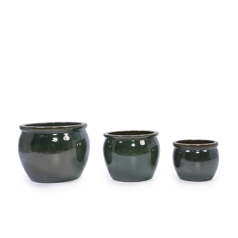 3 Handmade Ceramic Planter set Glossy Glaze for Succulent and Flower