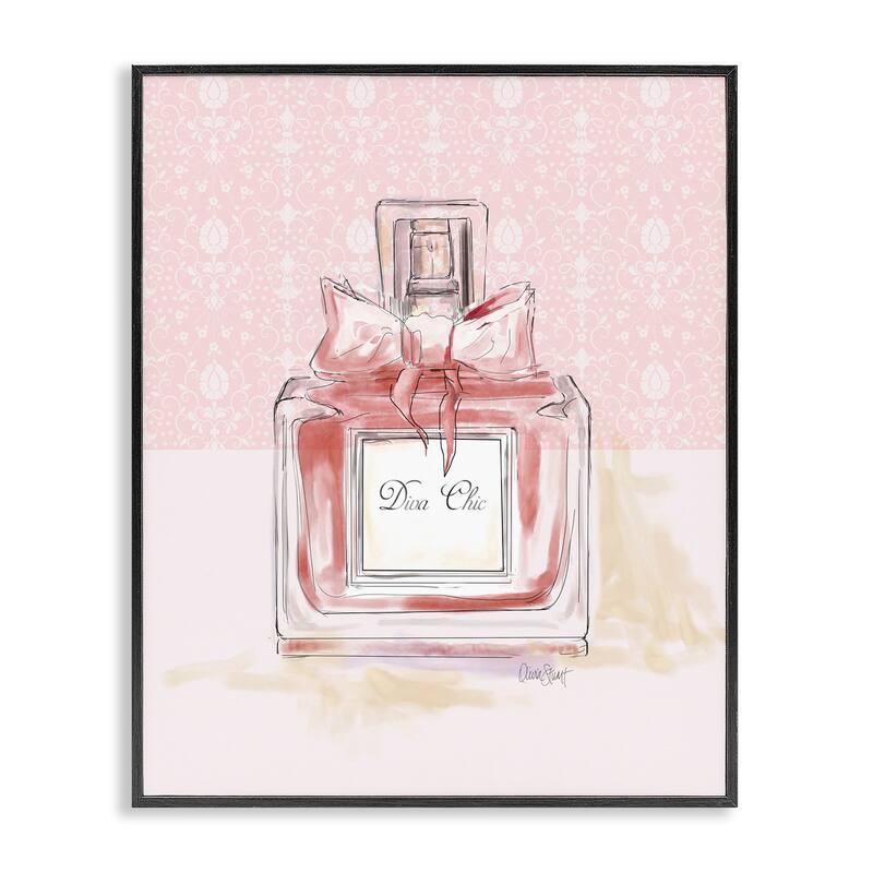 Stupell Diva Chic Pink Perfume Framed Giclee Art Design By Carol Robinson - 11 x 14 - Black
